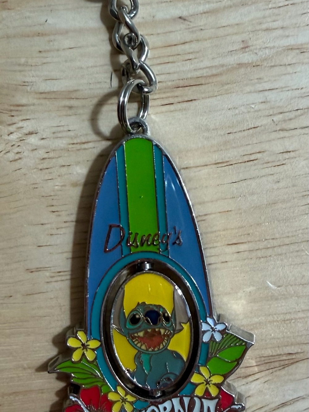 Disney Stitch Surfboard Keychain - Blue, Green & Yellow